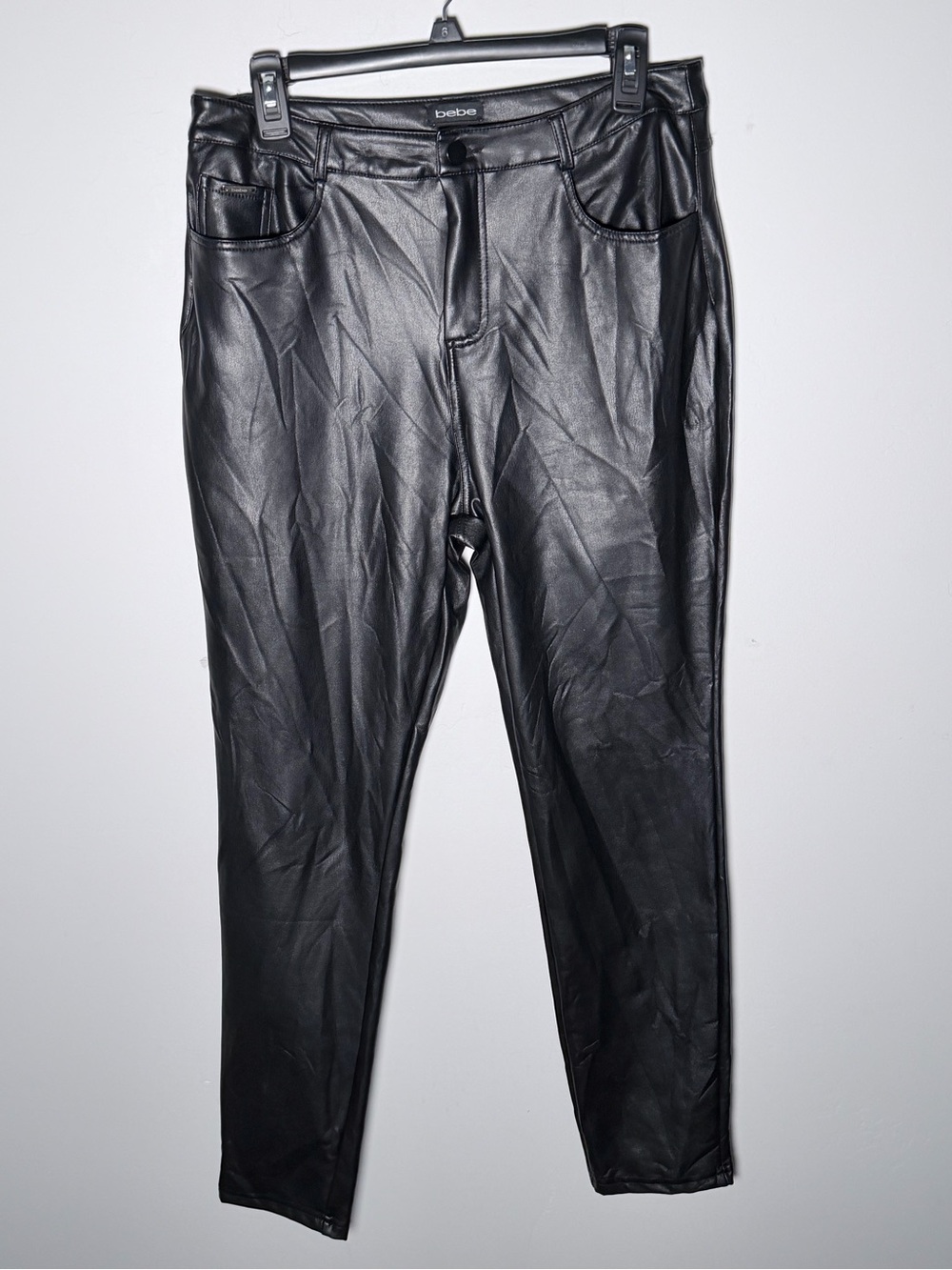 bebe Black Faux Leather Leggings Plus Sz 32